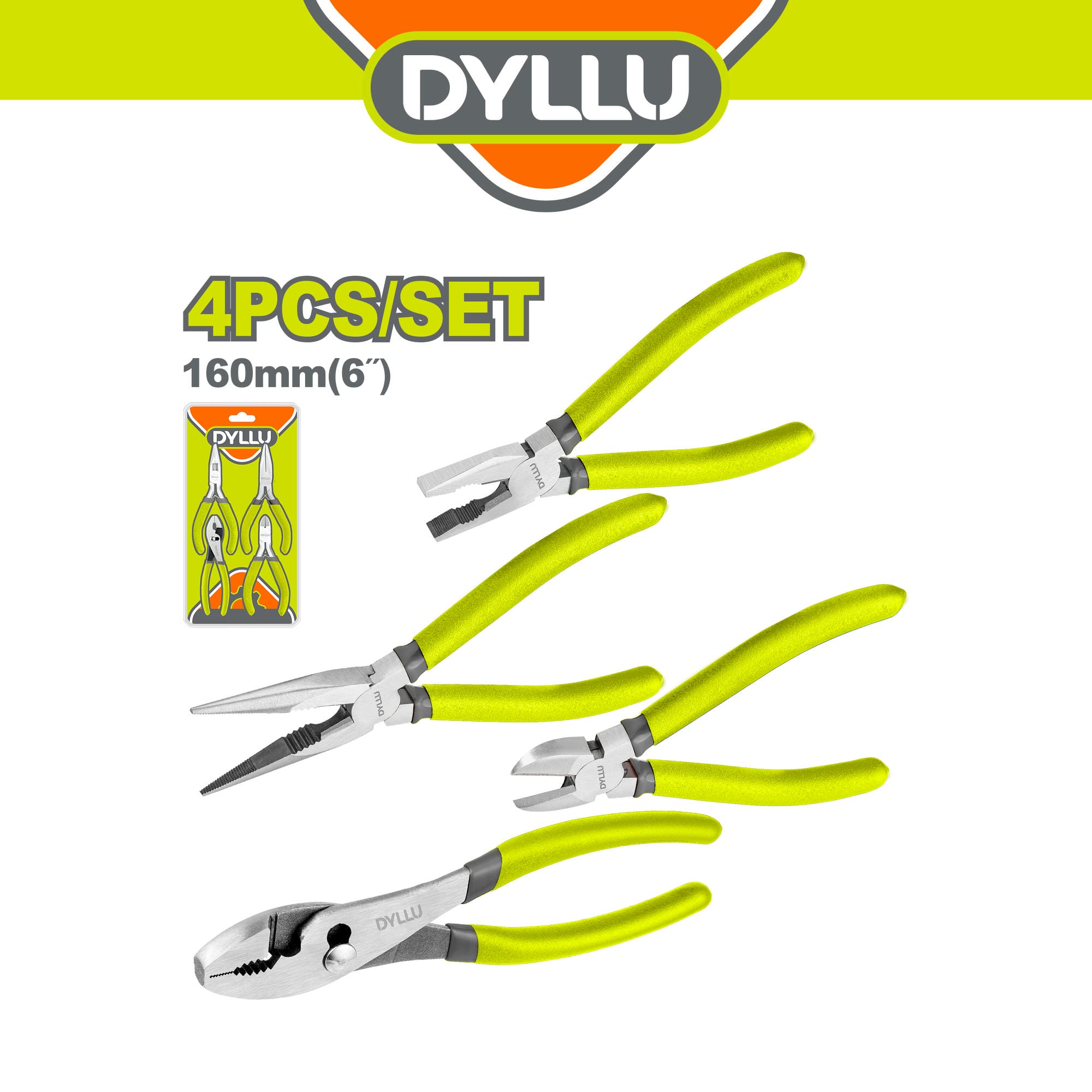DYLLU Pliers Set Combination/Long Nose/Diagonal Cutting/Slip Joint (4 ...