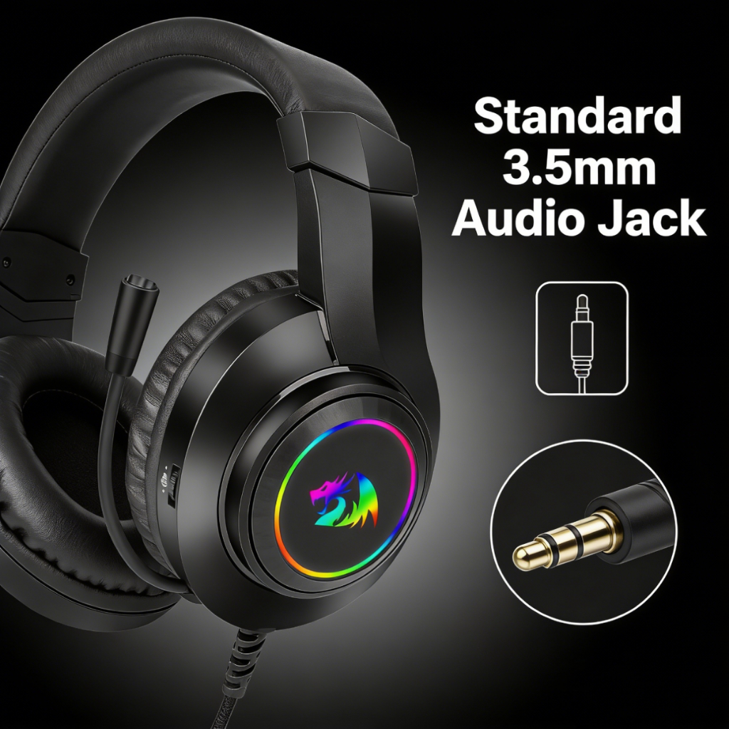 Redragon H260 Hylas Wired Gaming Headset Stereo Surround Sound Noise ...