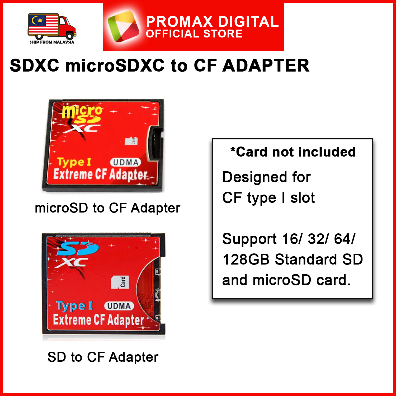 Extreme SDXC microSDXC Card SD CARD to CF Card Adapter High Speed For ...