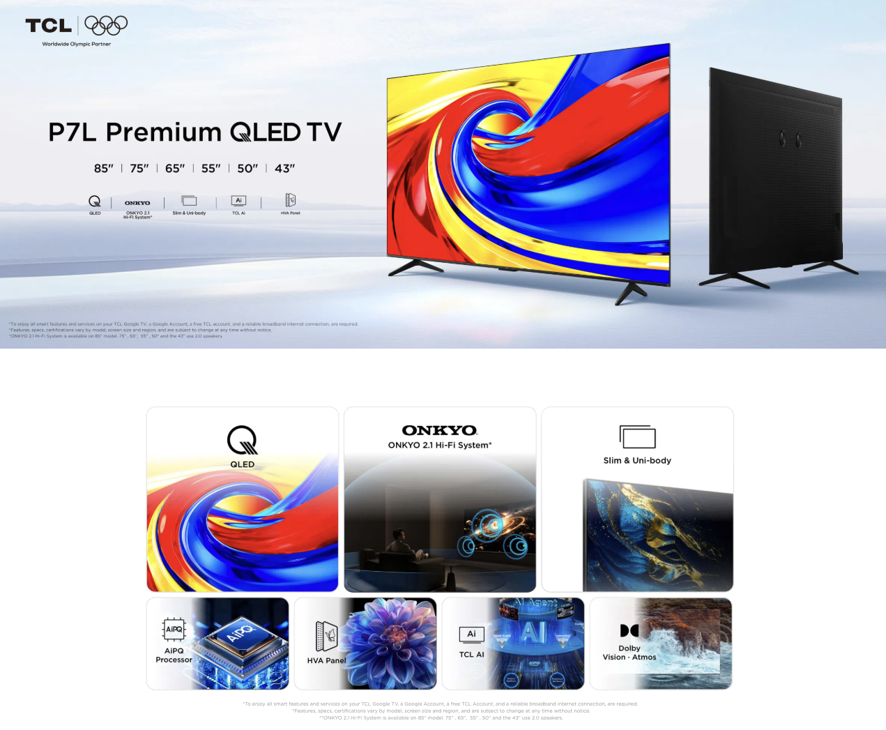 [DELIVERED BY SELLER] TCL P7L Premium 4K QLED Google TV 55P7L 65P7L ...