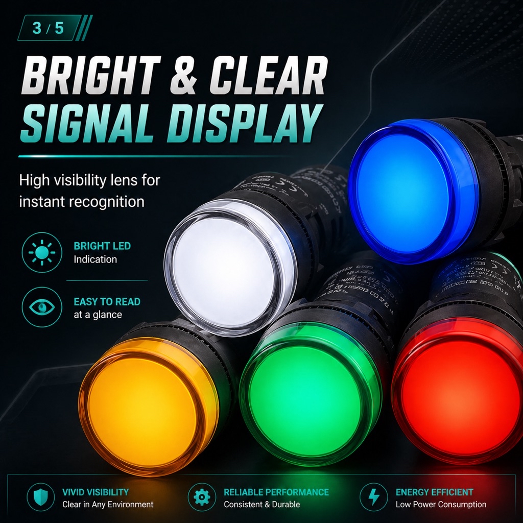 LED Pilot Lamp 22mm 12v 24v 110v 240v AC/DC LED Pilot Panel Indicator ...