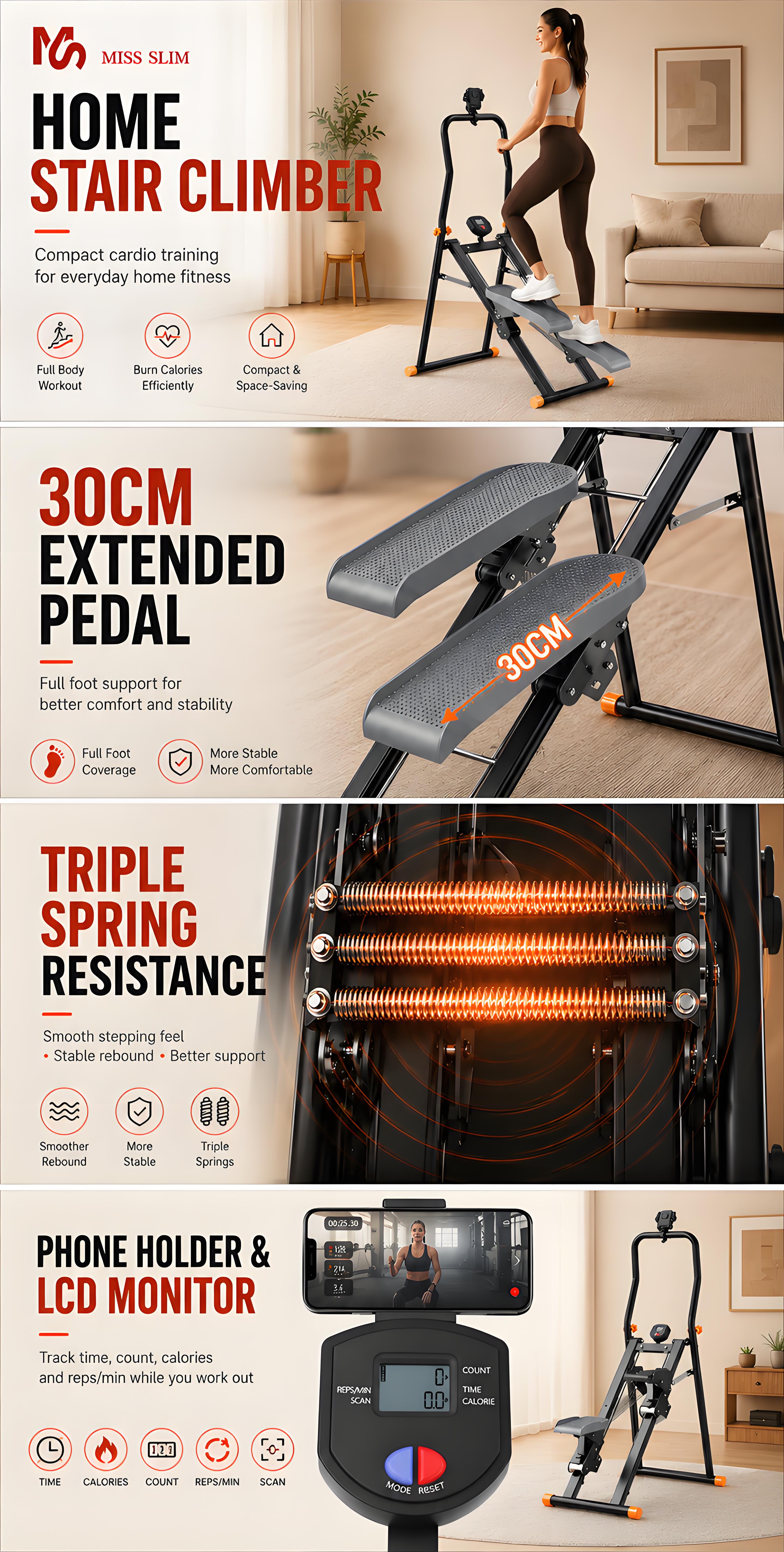 Climbing Machine Staircase Machine Home StepperAdjust resistance Gym ...
