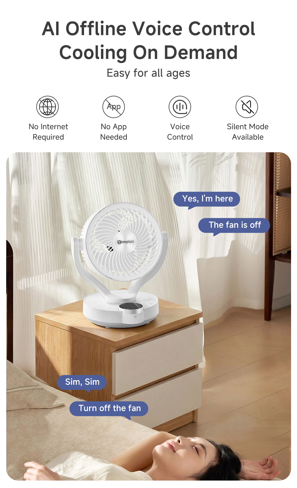 【Exclusive】Simplus AI Voice-Controlled Circulator Fan丨3 Speed 丨Aroma ...