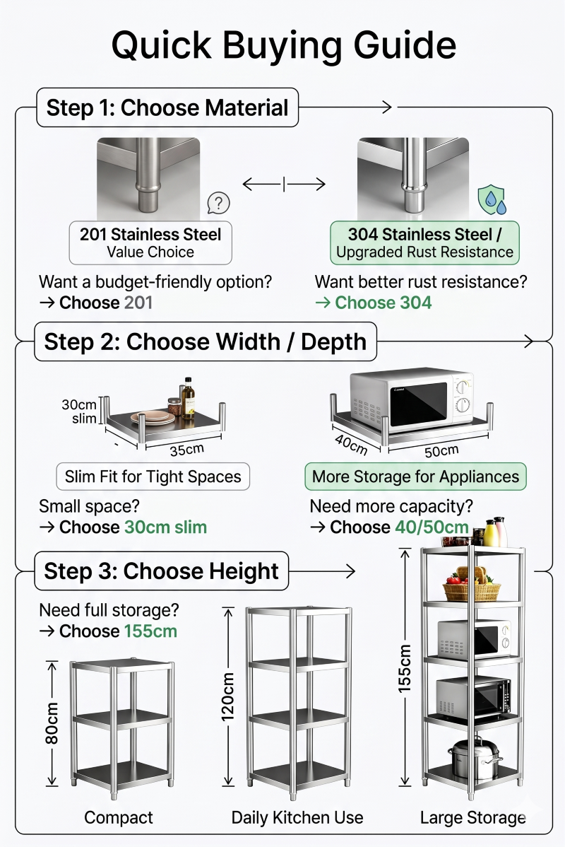 HM Stainless Steel Kitchen Storage Rack Shelf Seam Storage Rack ...