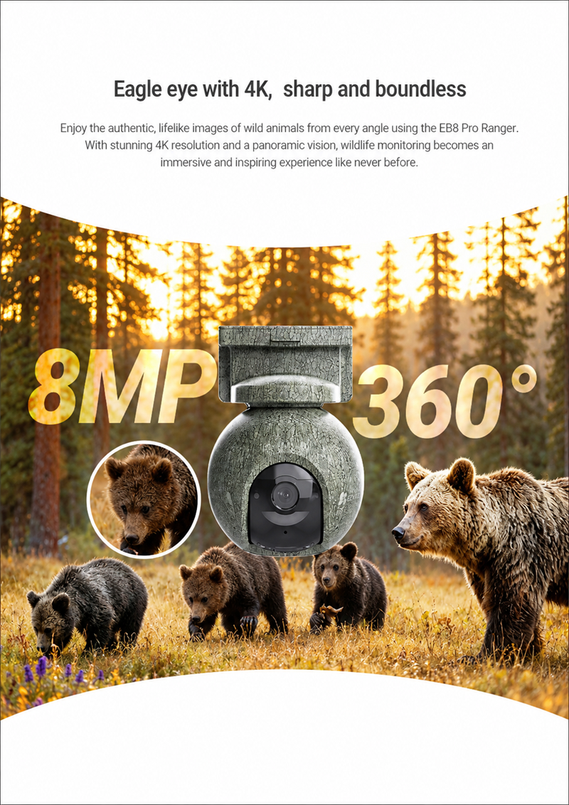 EZVIZ EB8 Pro Ranger Kit 4K / EB8 Pro 4G LTE Battery Camera 8W Solar ...