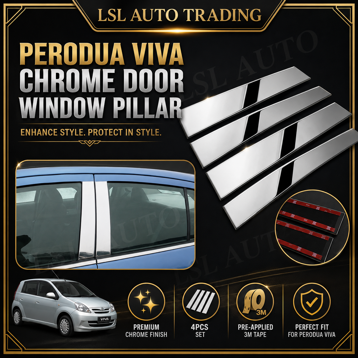 PERODUA VIVA CAR CHROME DOOR WINDOW PILLAR | Shopee Malaysia