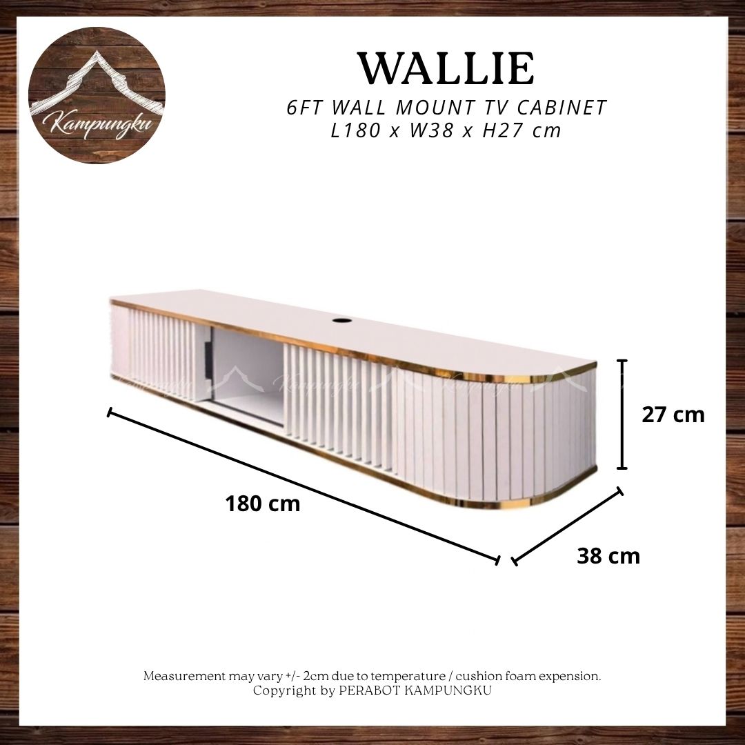 [Kampungku] WALLIE 6FT Wall Hanging TV Cabinet | Curved | Storage ...