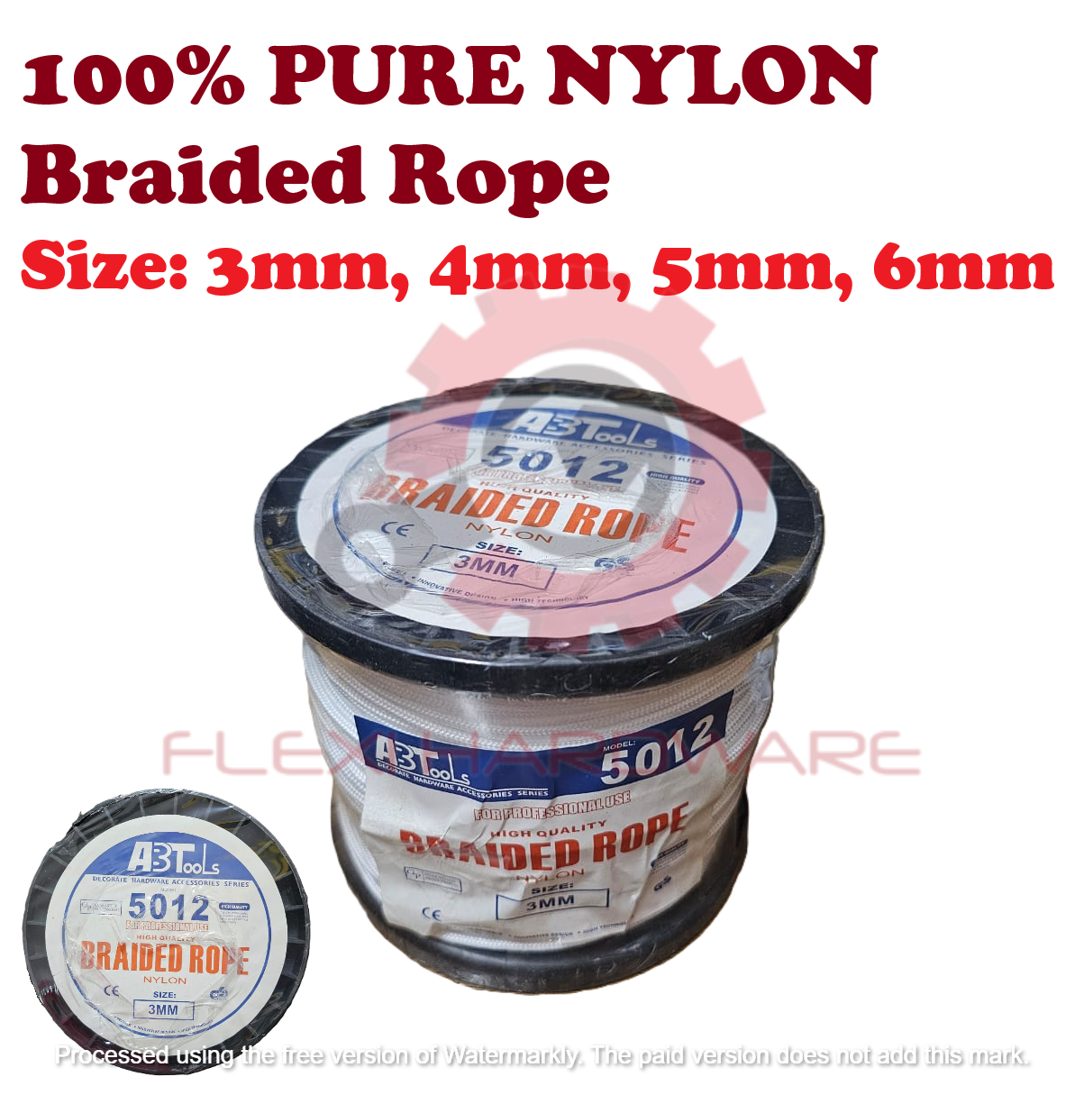 White Braided Rope Roll (3MM-8MM) / Nylon Polyester Rope / Climbing ...