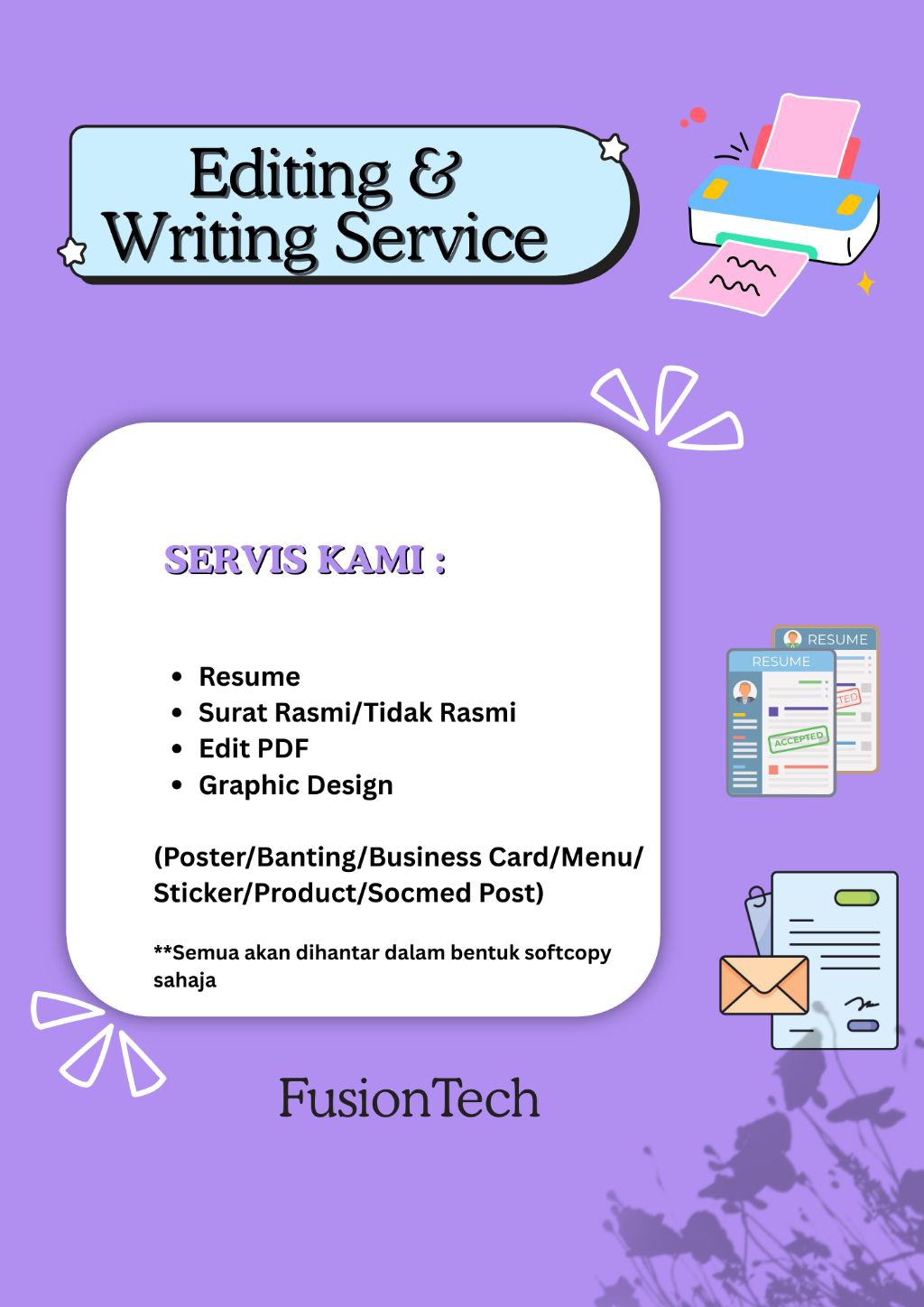 Servis Buat Surat Rasmi | Tidak Rasmi | Resume | Design Sticker Product ...