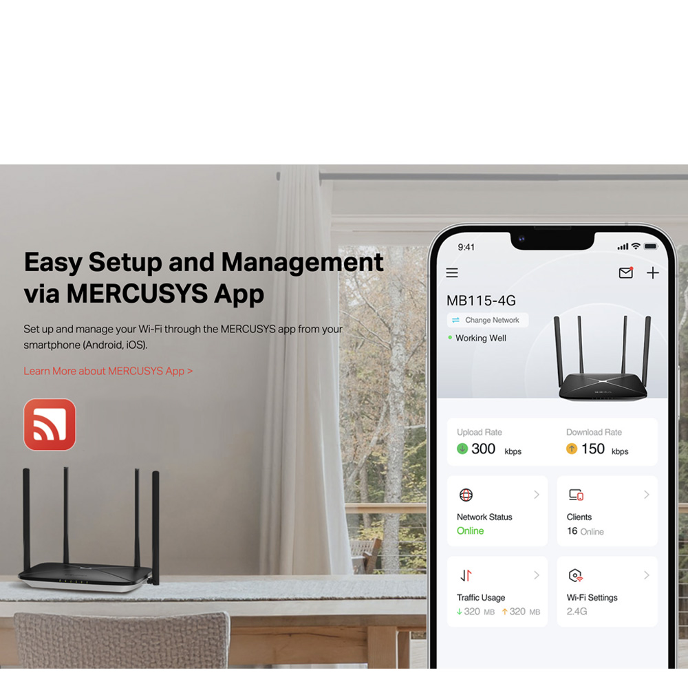 Mercusys🔥UNLIMITED🔥 Mod Modem MB115-4G 4G LTE Router 300Mbps SIM Plug ...