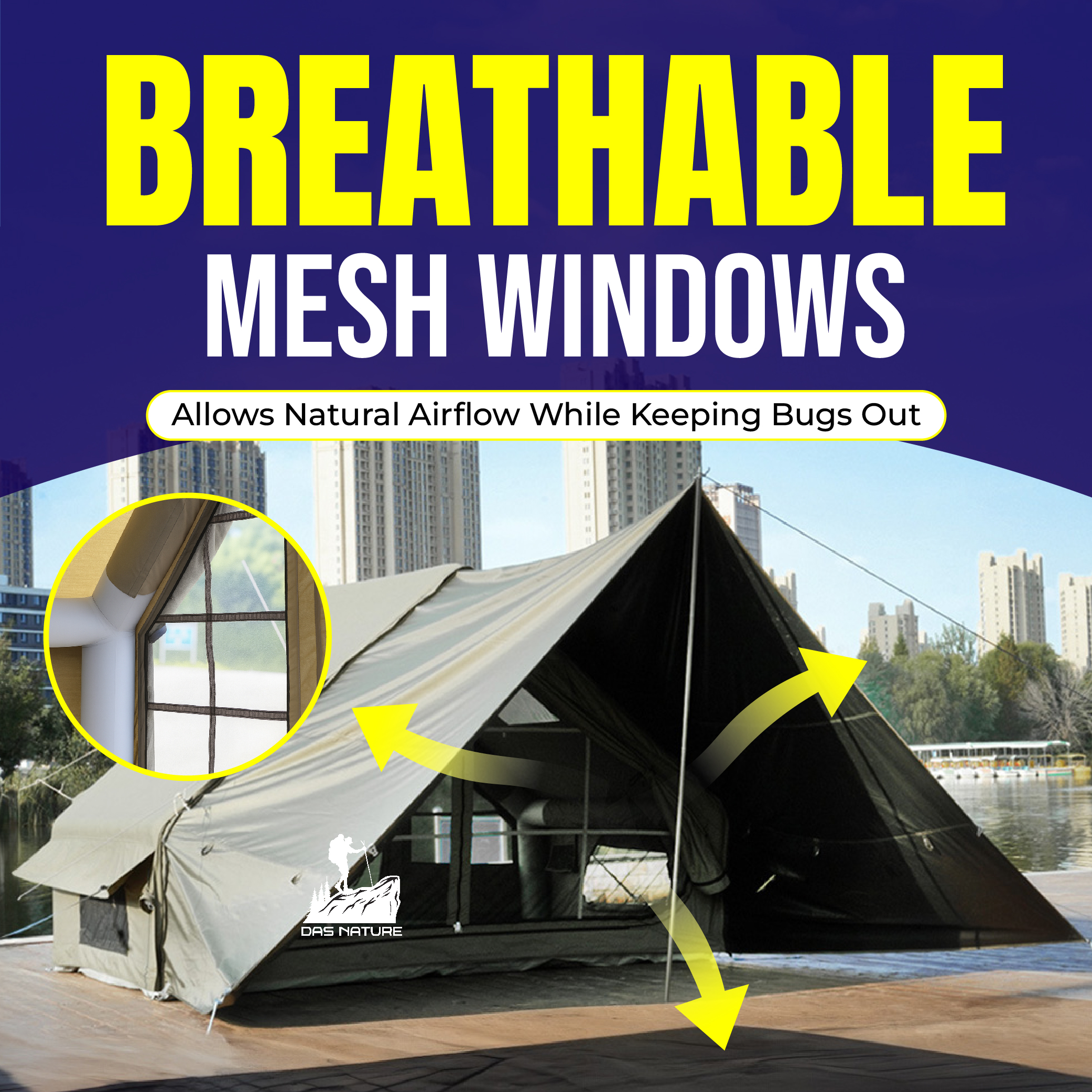 Inflatable Tent with Pump Portable Blow Up Tent Easy Set-up Air Tent 3 ...