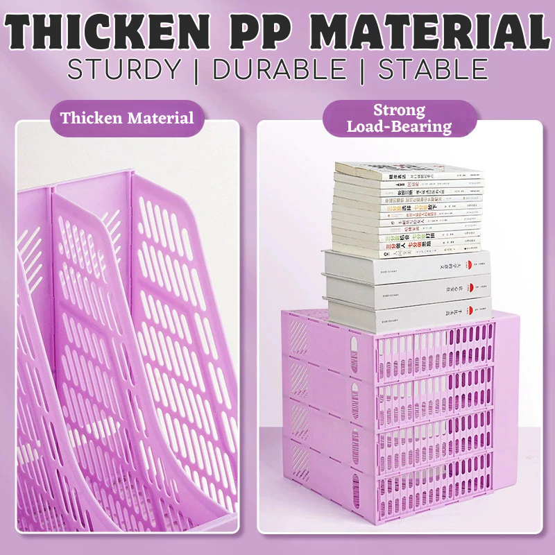 Office supplies file rack with pen holder, four-layer plastic bookshelf ...