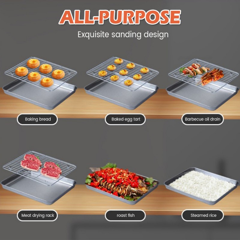 304 Stainless Steel Tray Food Trays Baking Tray Cooling Rack Set Patch ...
