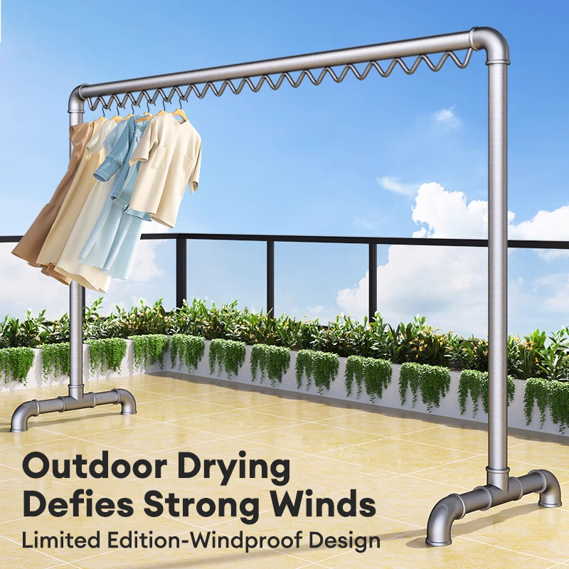 Iron Pipe Clothes Drying Rack with Wheels Mobility Heavy Duty Rack ...