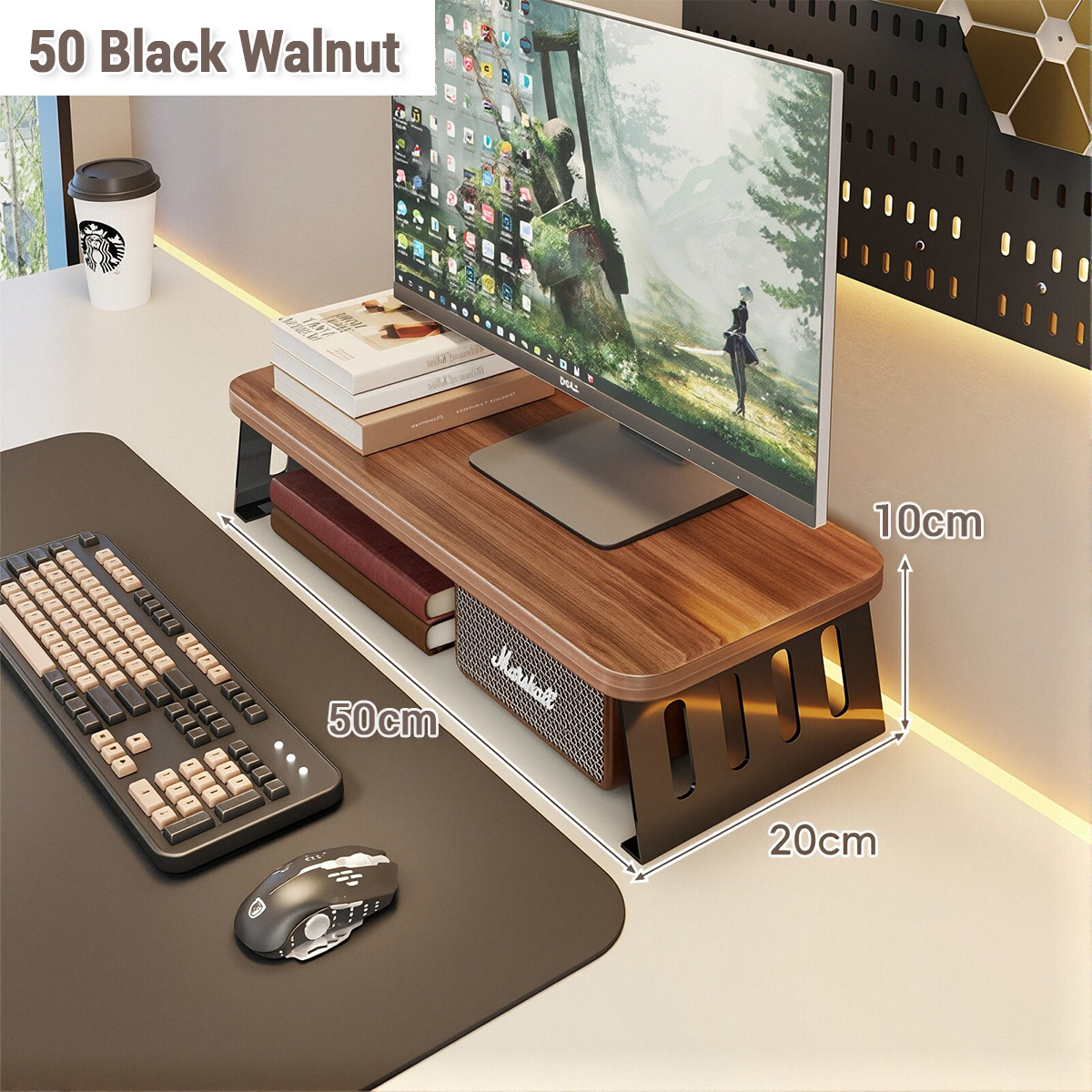 Wooden Monitor Stand Desktop Computer Screen Riser Office PC Storage ...