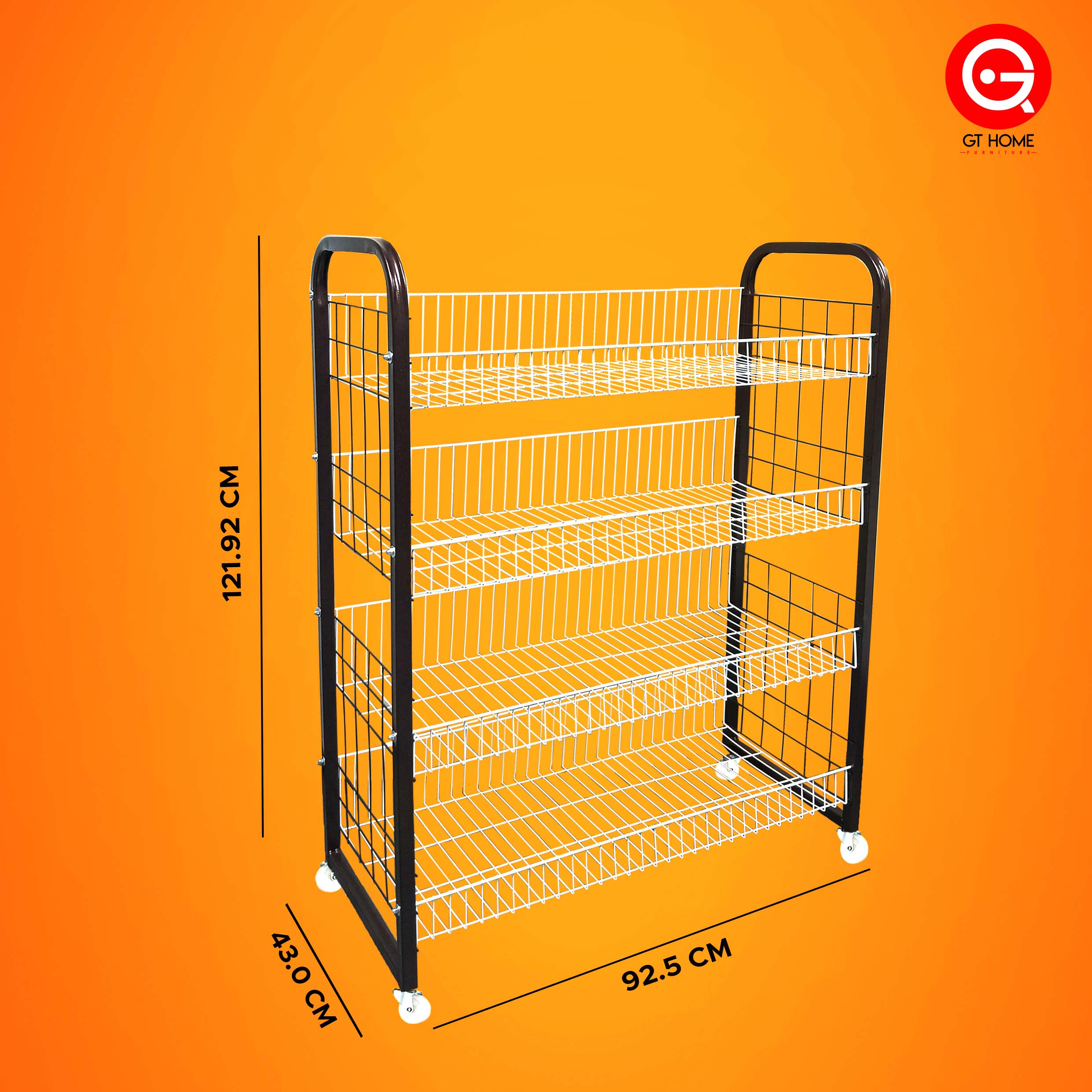 4 Tiers Heavy Duty Rack Display Rack with roller/Rak dapur/5 Tingkat ...