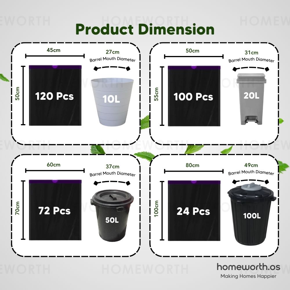 HOMEWORTH 5X Lagi Tebal Plastic Beg Sampah Bertali Thick Drawstring ...