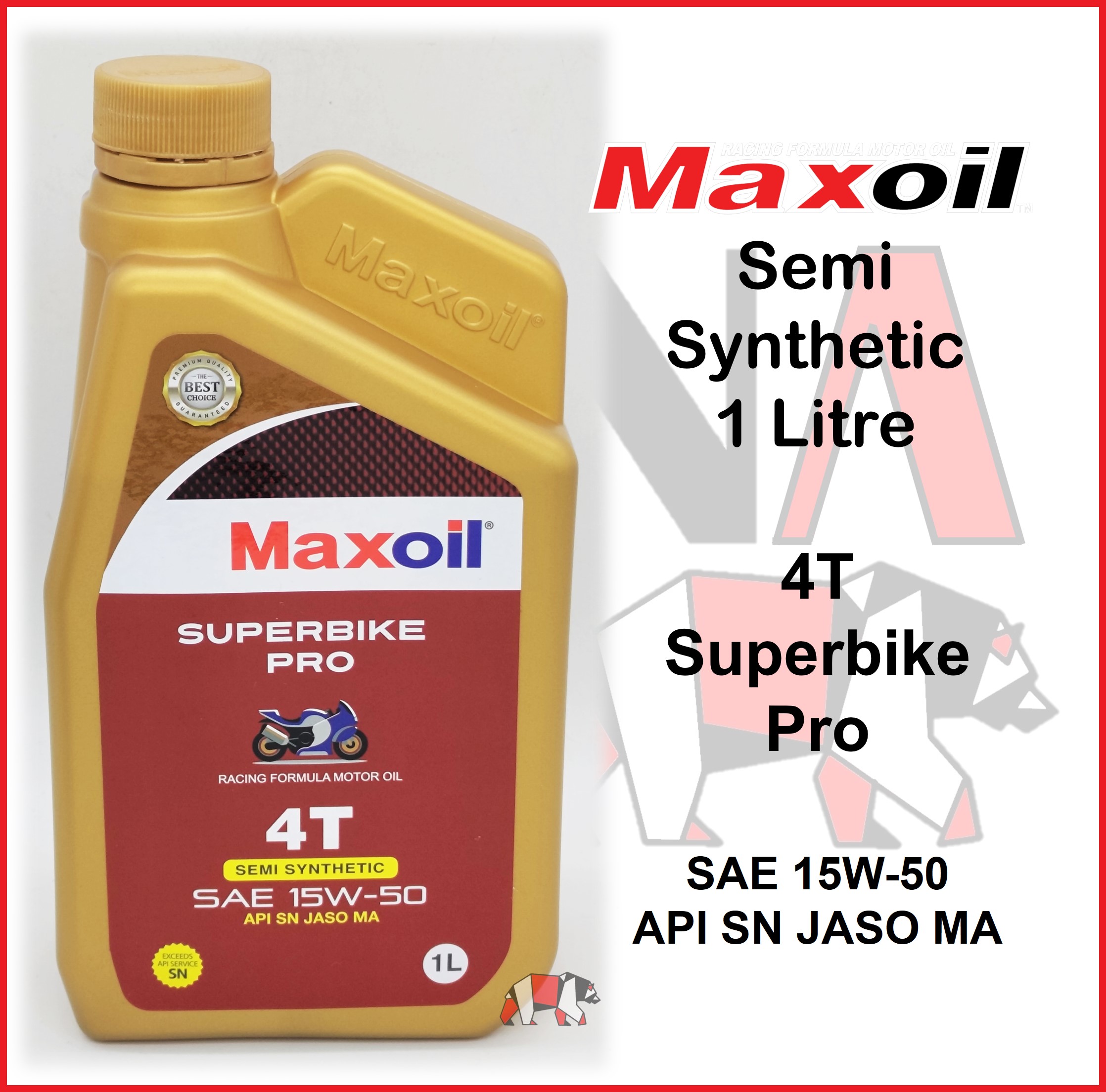 MAXOIL 4T Semi-Synthetic Motorcycle Oil (1 L) Racing Formula Motor Oil ...