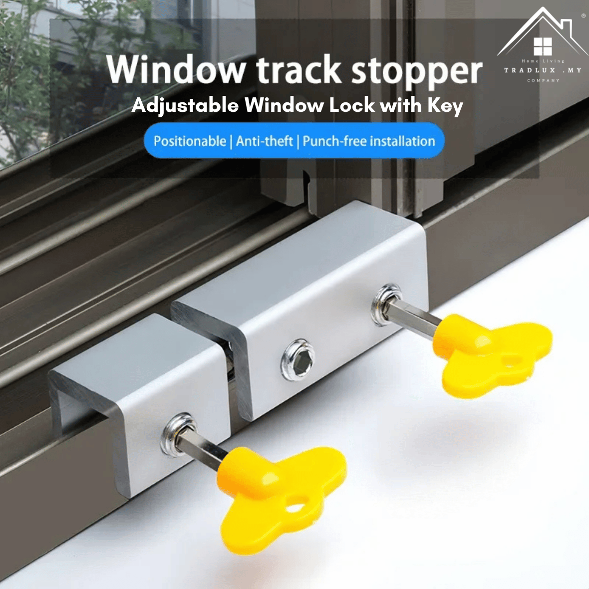 Adjustable Aluminum Window Locks Window Security Lock with Key Window ...