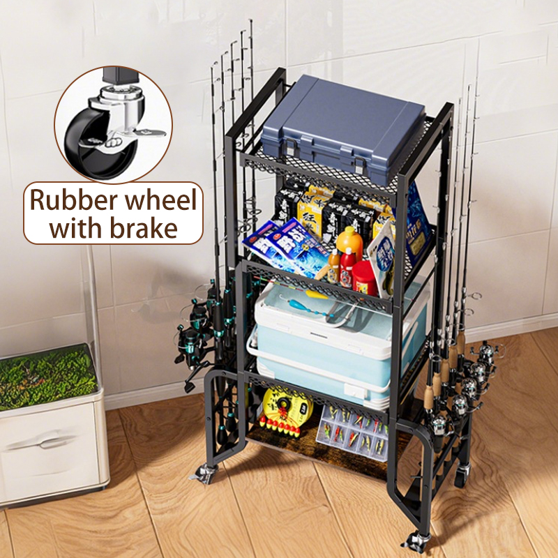Fishing rod rack, home movable cart, fishing gear sorting and storage ...