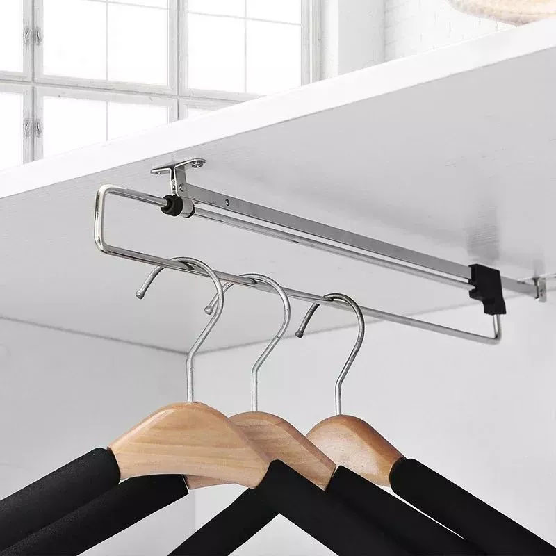 Wardrobe Hanging Rod Hardware Storage Rack Hanging Clothes Rail Cabinet ...