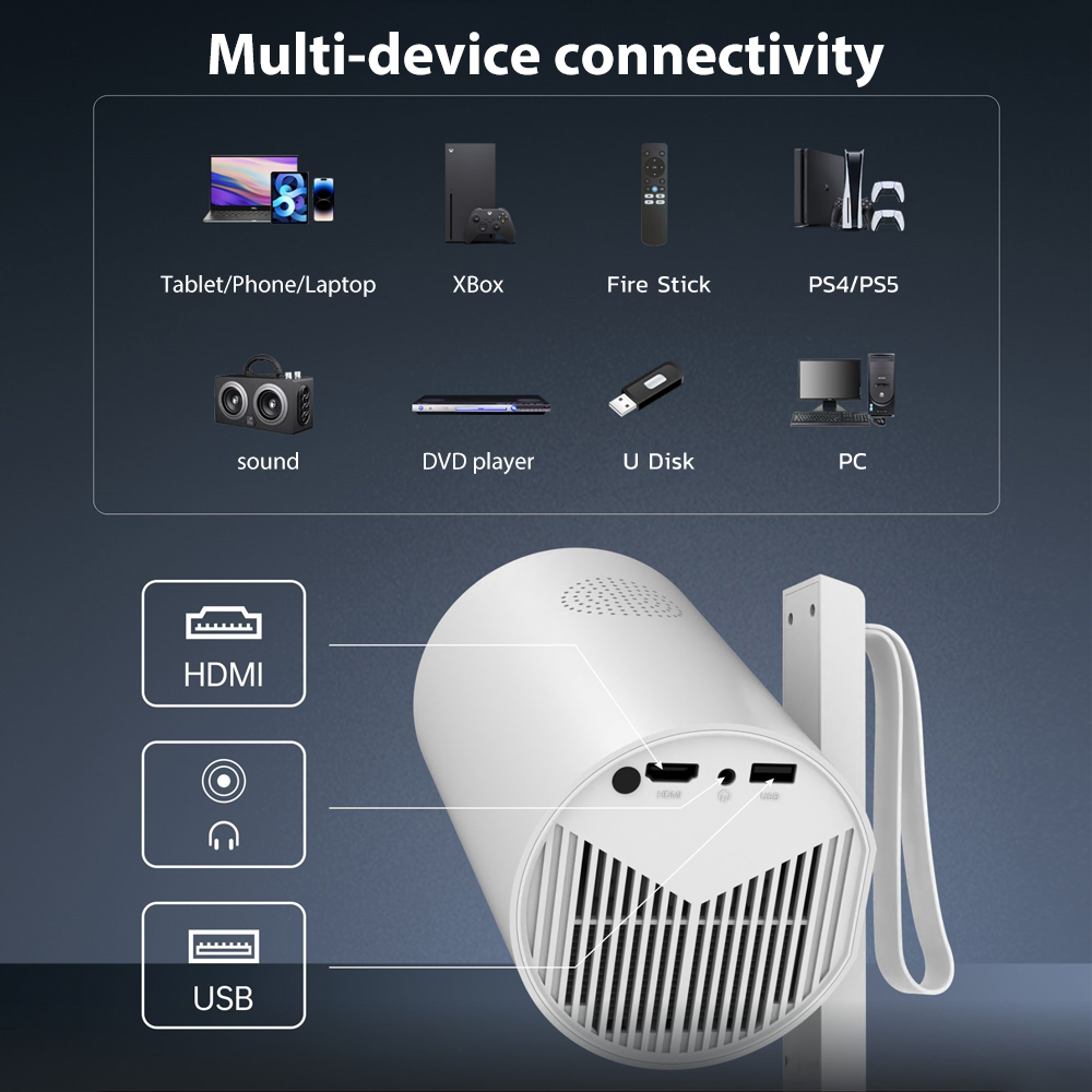 R3 Projector With Built-in Battery Auto Focus 1080/4k Android 13 ...