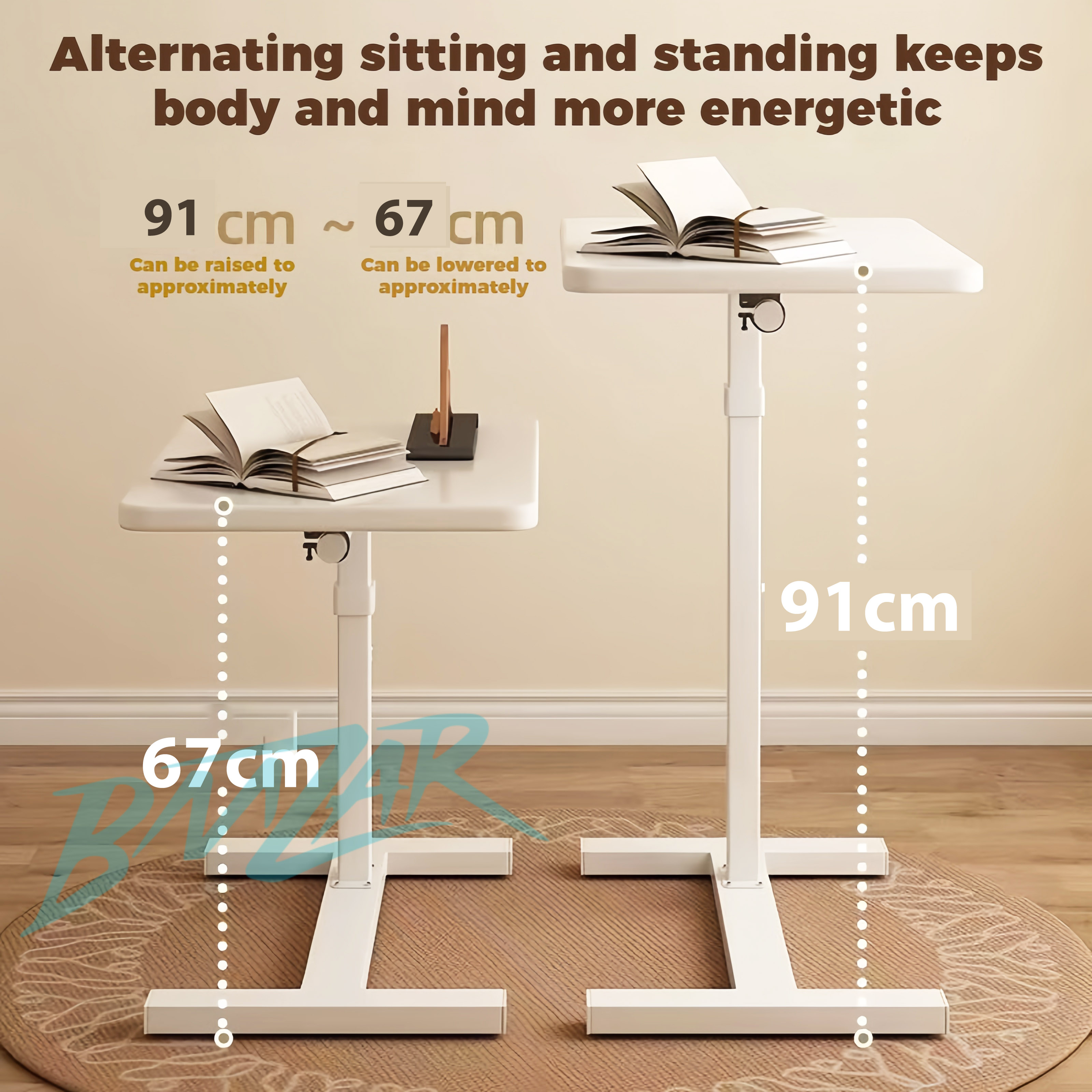 𝐁𝐌𝐙𝐀𝐑 𝙄𝙣 𝙎𝙩𝙤𝙘𝙠 Movable Lifting Bedside Table Foldable Table 67-91CM 床邊桌 ...