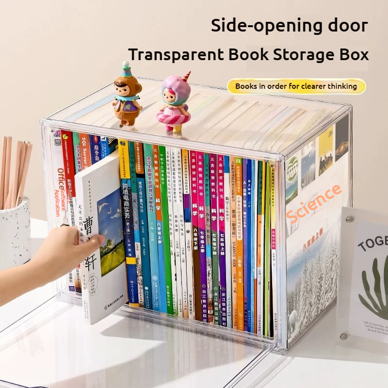 Transparent Book Storage Box Acrylic Display Box Bookshelf Organizer ...