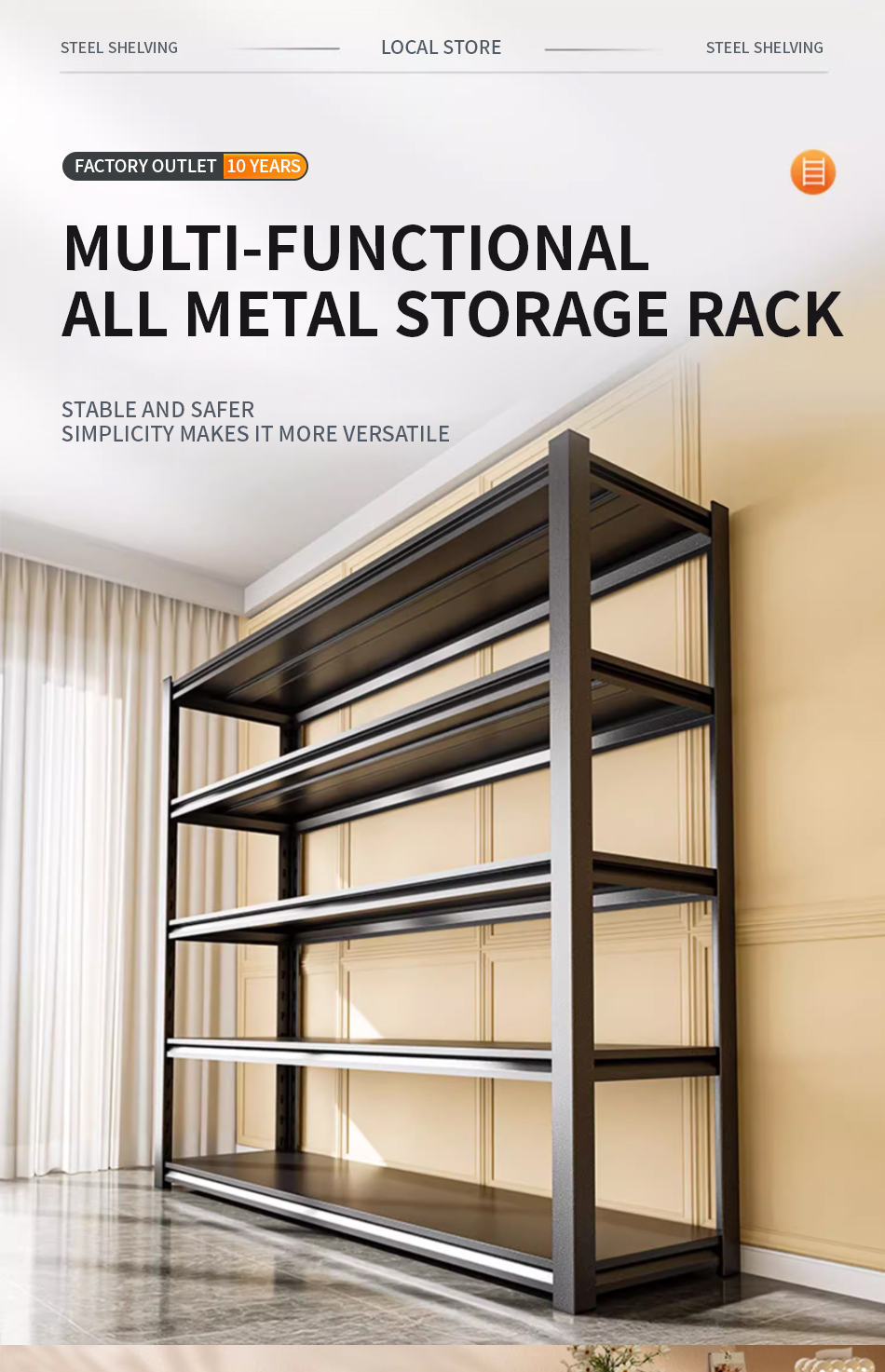 TAVA 3/4/5Tier Heavy duty full metal shelf （boltless） rack rak besi ...