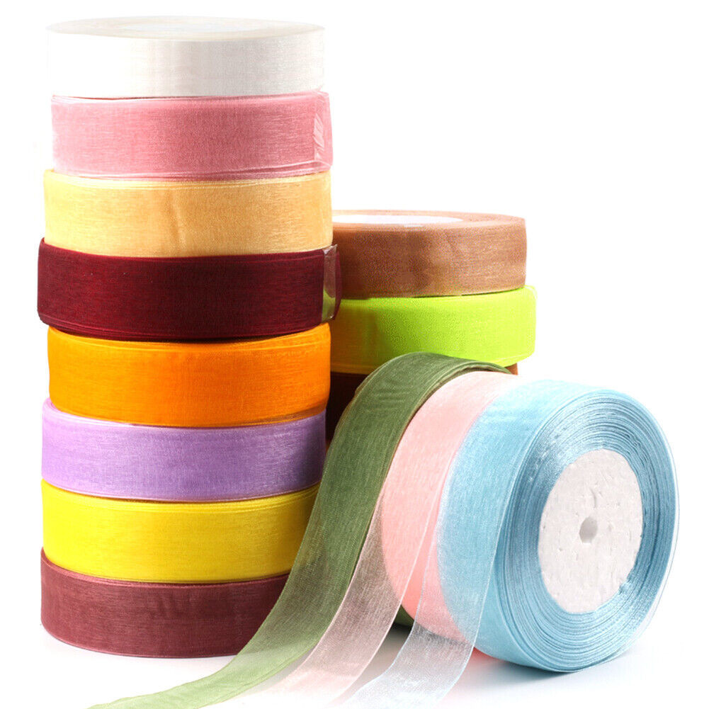 2CM 45M LACE Ribbon Riben Gift Satin Organza Flower Bouquet Roll Happy ...