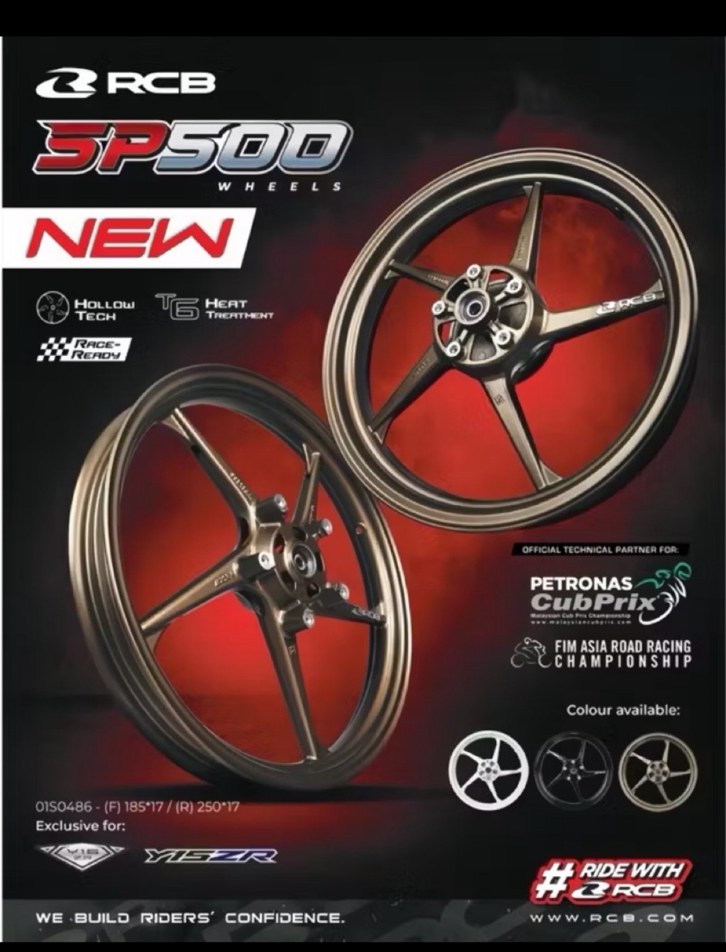 🔥NEW ITEM🔥💯% ORI RCB SP500 RIM 5 SPOKES DESIGN BLACK BROWN Y15 Y16 ABS ...