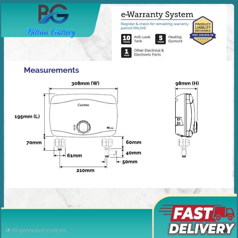CENTON Multipoint Instant Shower Water Heater - Forza FR255 Series | 5 ...