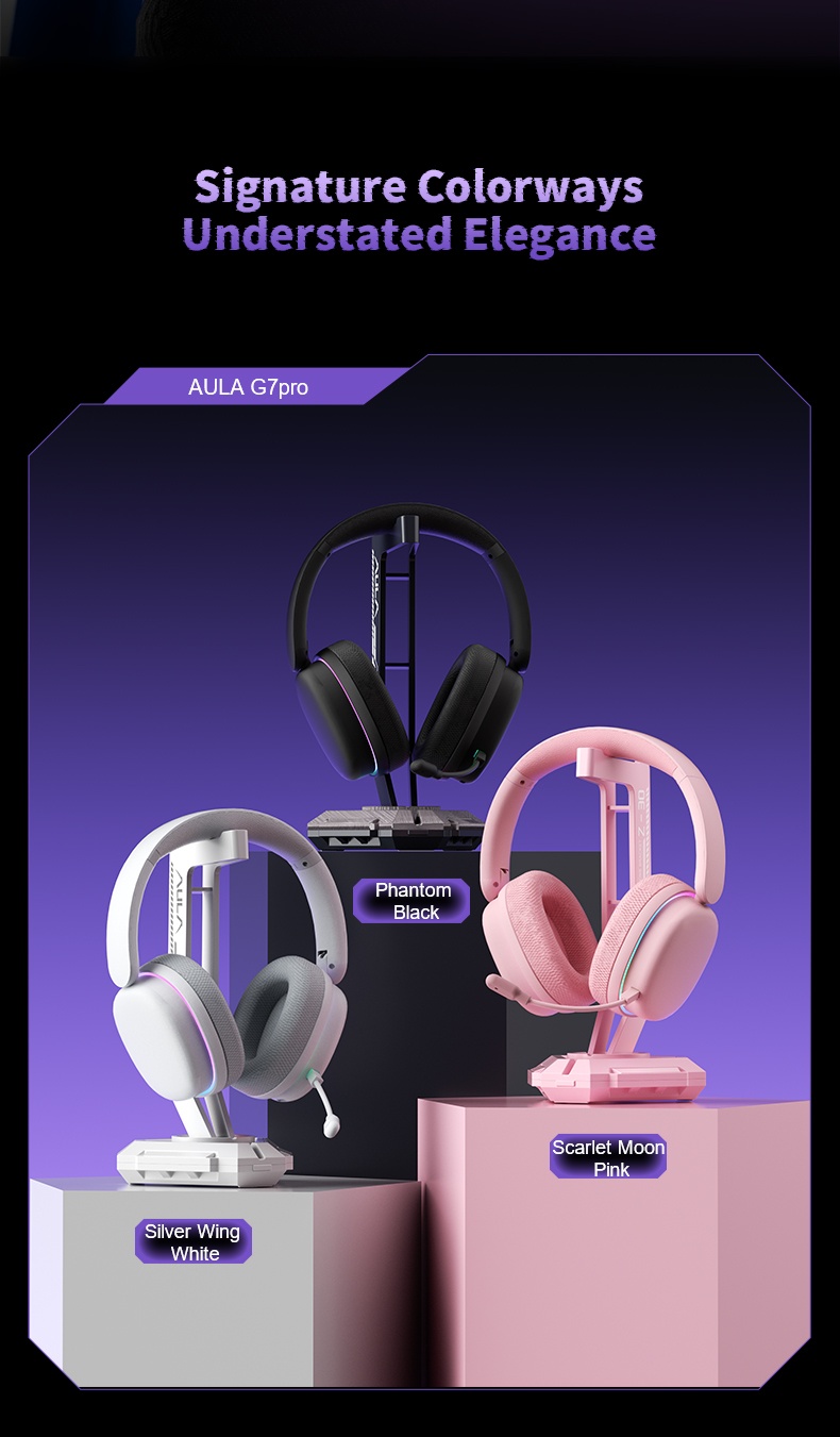 AULA G7/G7PRO Wireless Gaming Headset Tri-mode 7.1Surround Sound AI ...