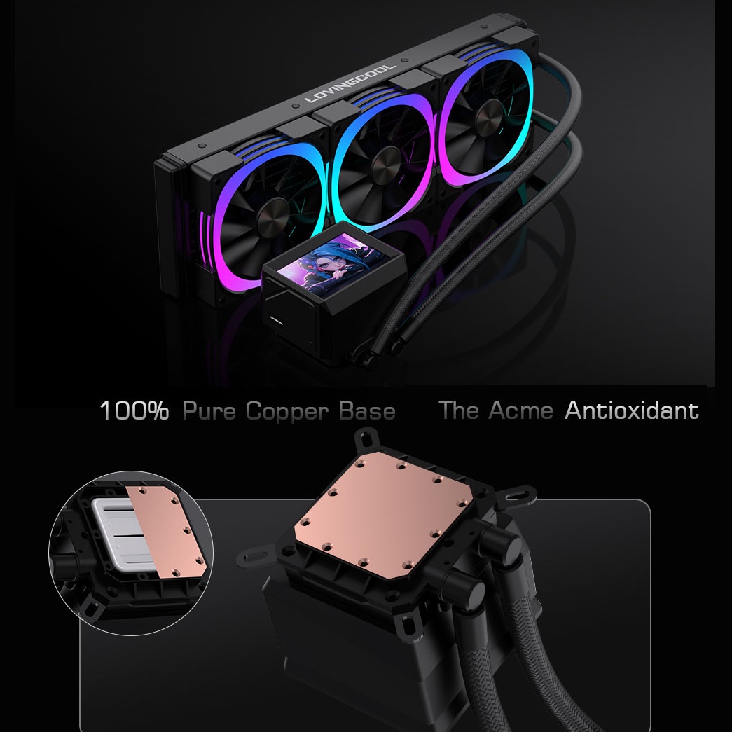 LOVINGCOOL DP-02 Digital CPU Aio Cooler 3.5 Inch Screen 240/360mm Black ...