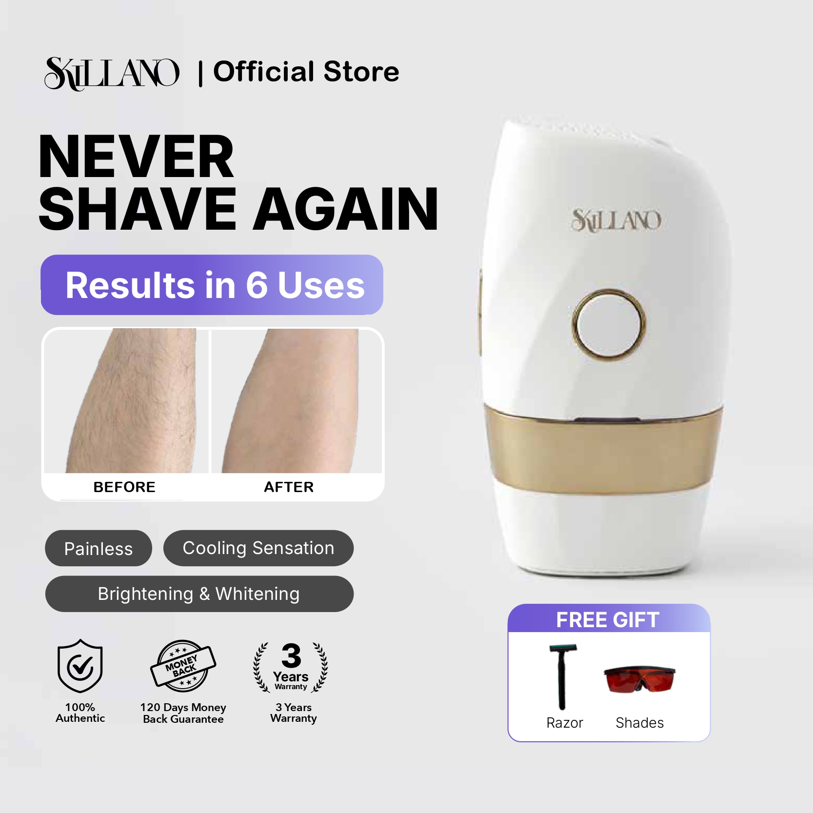 SKILLANO Pro Ice Cool IPL Laser Hair Removal Machine 999,999 Flashes 永久 ...