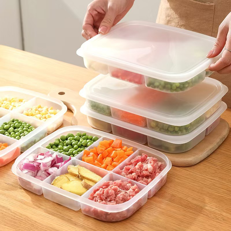 6 Grids Food Storage Box Portable Compartment Refrigerator Freezer ...