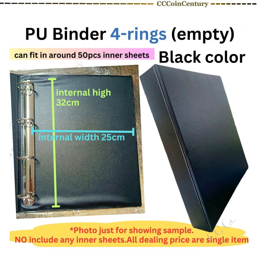 Professional 4-Ring Binder Folder PU Leather Black -Stationery Organize ...