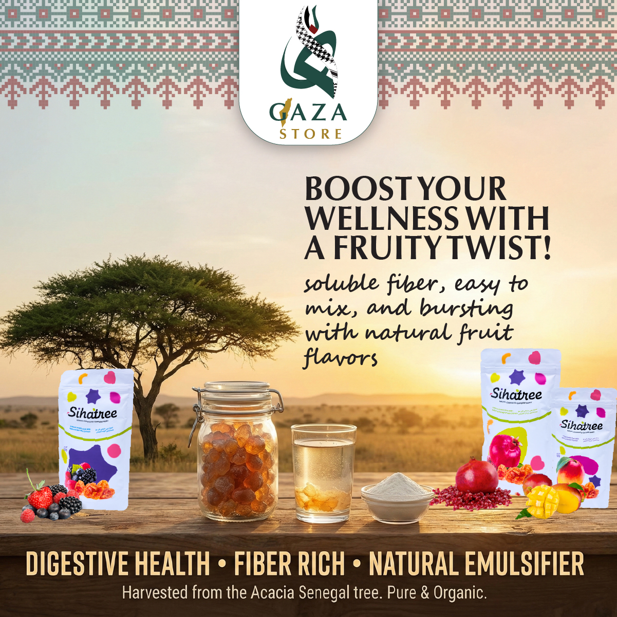 SIHATREE INSTANT ARABIC GUM POWDER 150g | Mango / Pomegranate / Berry ...