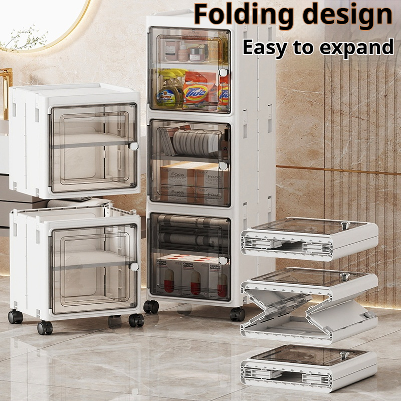 Kukaa L32cm Slim Plastic Cabinet Organizer Drawer Moving Rack Organizer ...