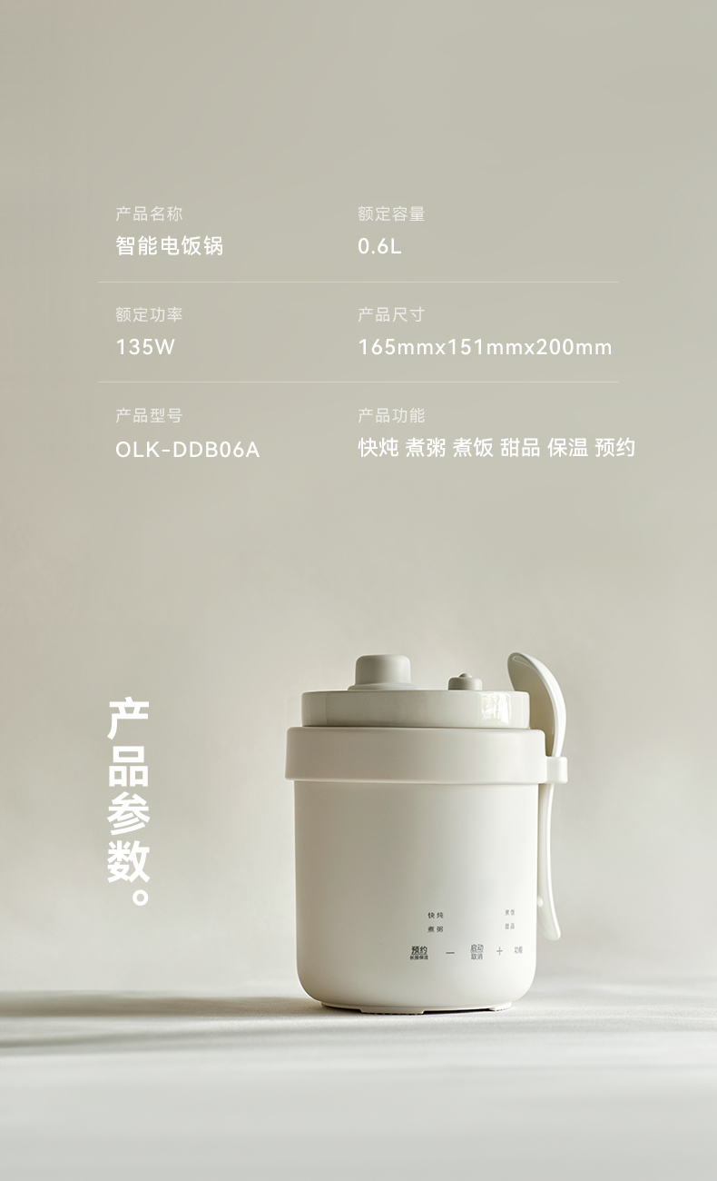 Olayks 0.6L Mini Slow Cooker Rice Cooker Ceramic Pot | Porridge Soup ...