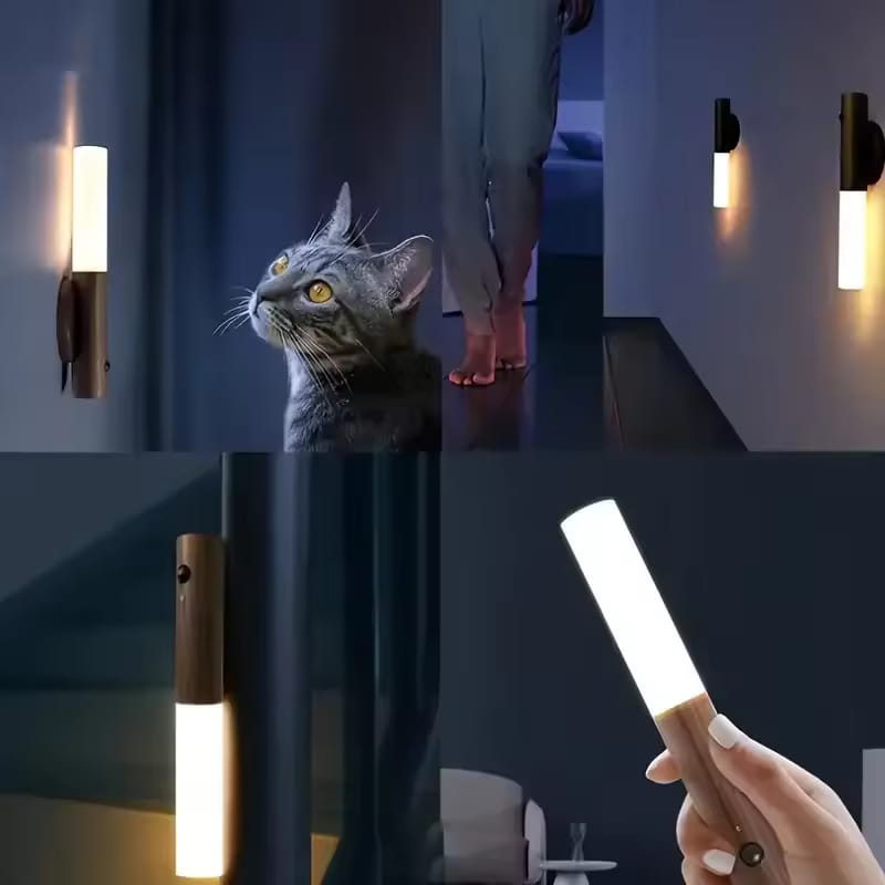 Smart Motion Sensor Night Light LED Rechargeable Magnetic Wall Lamp ...