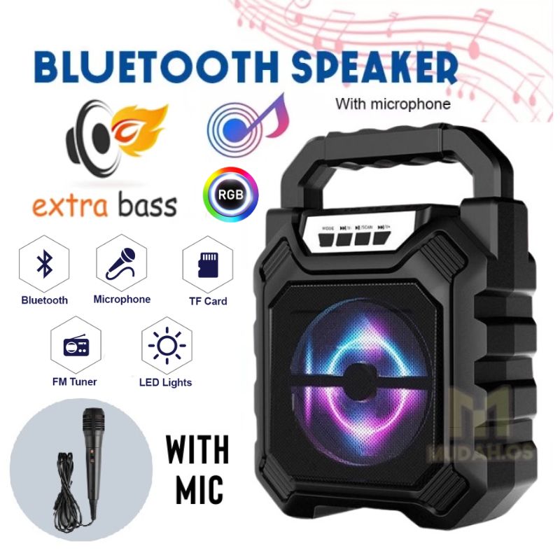 Extra Bass Bluetooth Speaker With Mic LED Light Portable Wireless ...