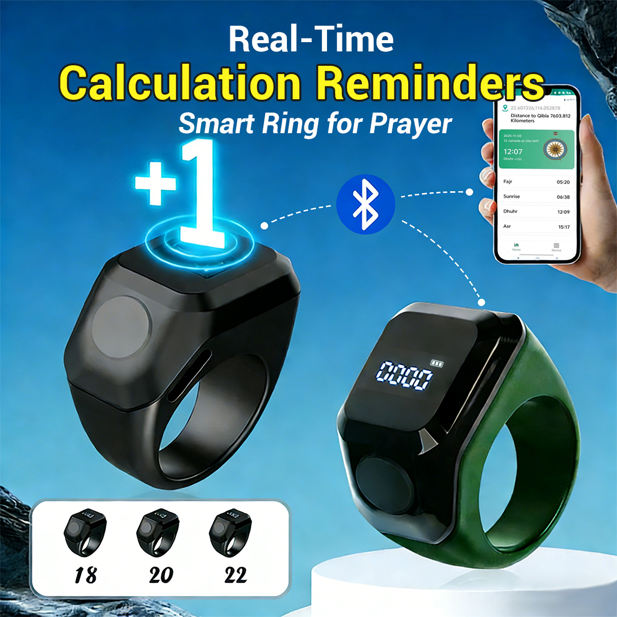 Digital LED Tasbih Counter Ring Bluetooth Support Tasbih Cincin Counter ...