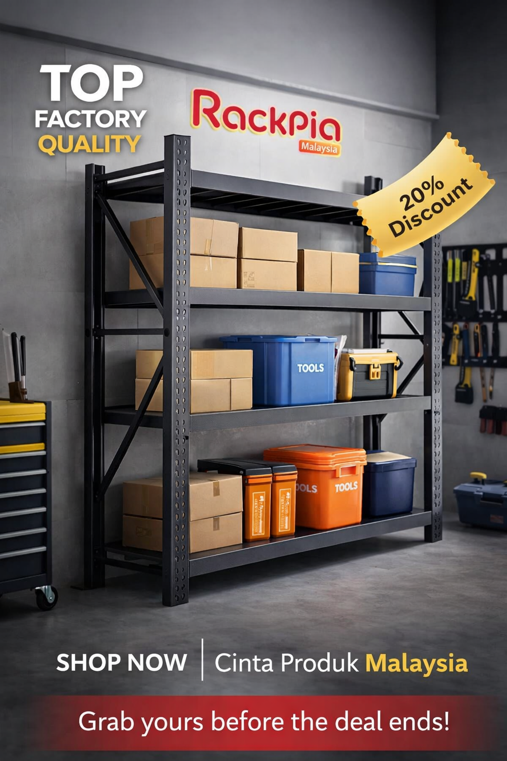 Heavy Duty Rack Boltless Rack Warehouse Storage Rack Shelf Rak Besi ...