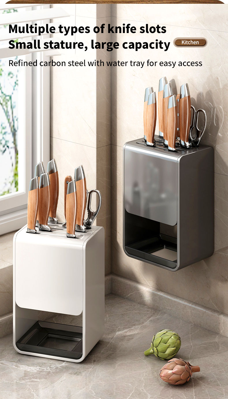 Stainless Steel Knife Holder with Drip Tray, Kitchen Storage Rack ...