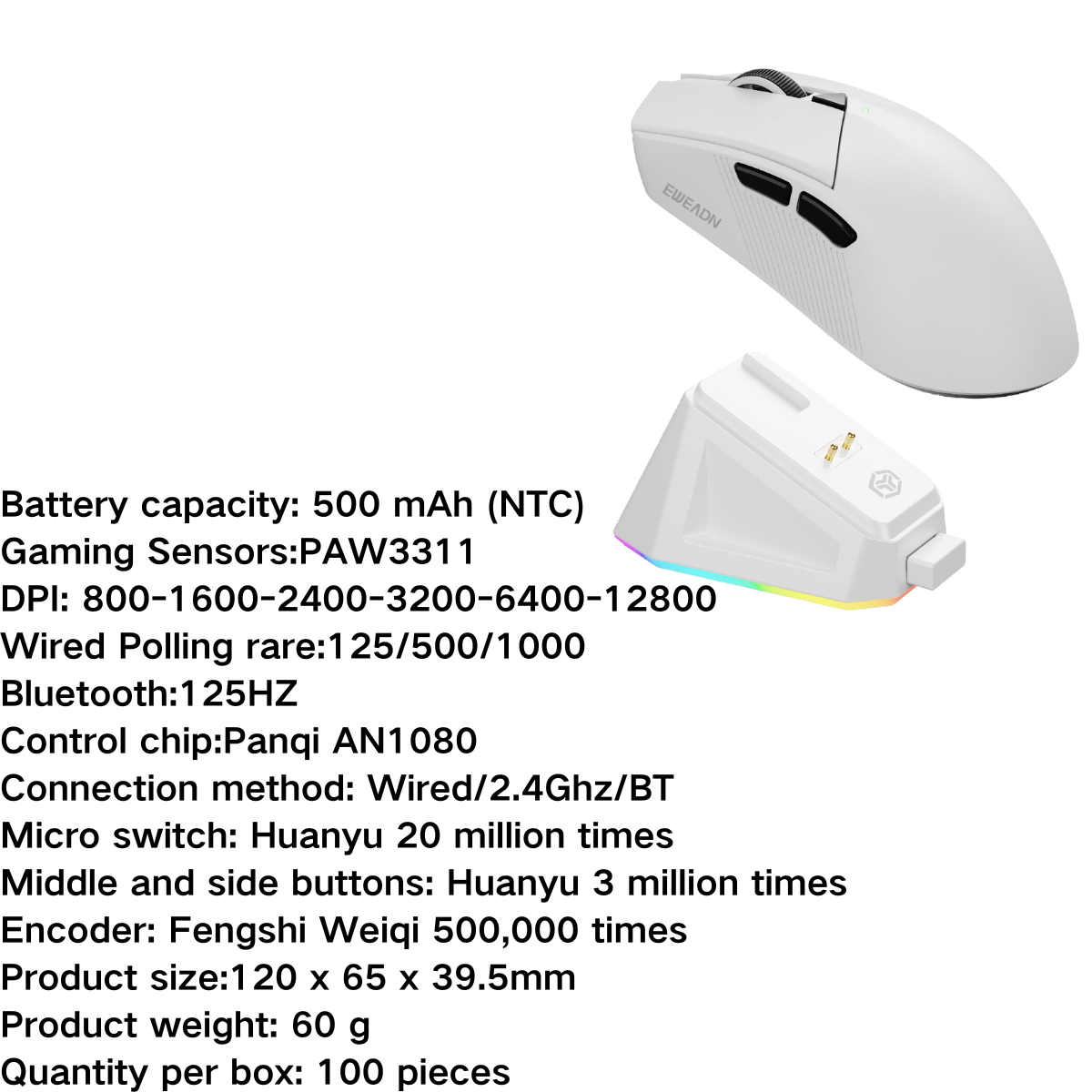EWEADN GS01 Rechargeable Wireless Gaming Mouse Lightweight Gaming Mouse ...