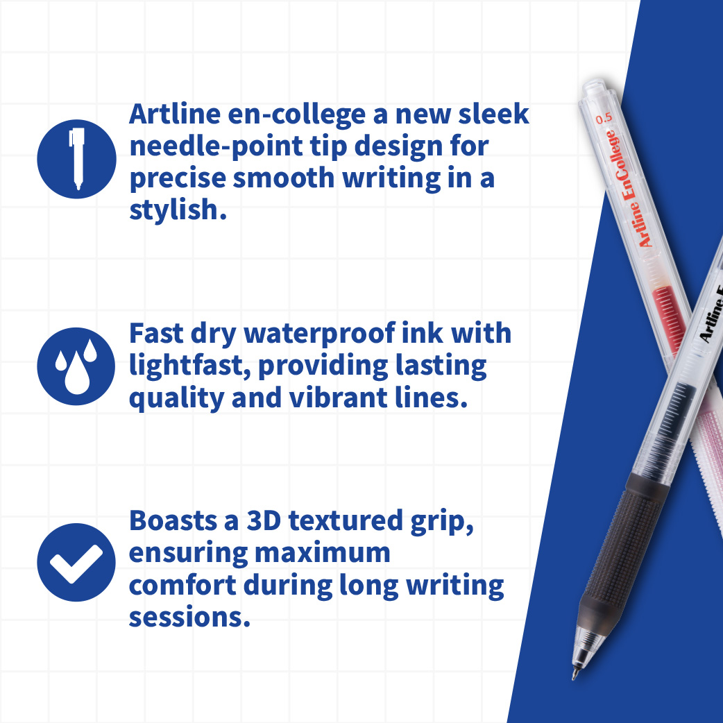 Artline EnCollege 0.5mm Gel Pen 4 Colours | Smooth Writing Gel Ink Pen ...