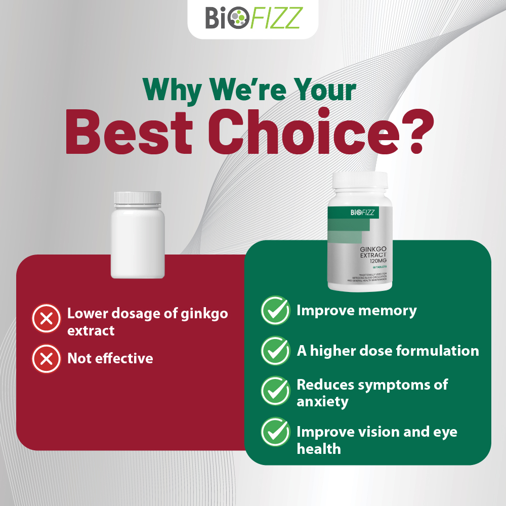 BIOFIZZ Ginkgo Extract 120mg 60's Ginkgo Biloba | Shopee Malaysia