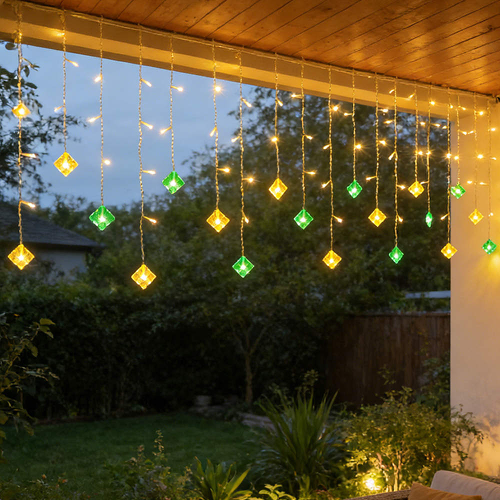 👍Lampu Raya LED Ketupat Light 4M 96LED Lampu hiasan curtain light 220V ...