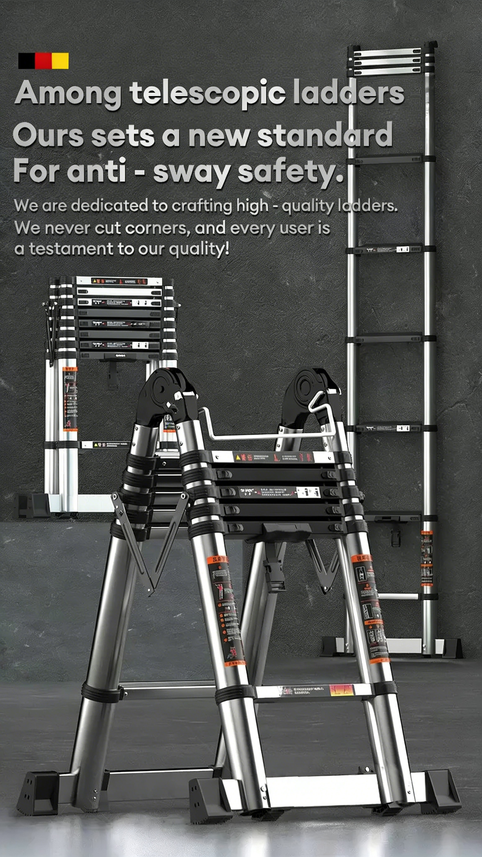 Tangga Lipat Telescopic Ladder Foldable Aluminum Heavy Duty load 500KG ...